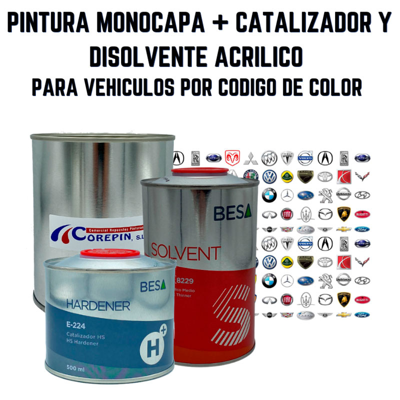 Kit de pintura monocapa para coches