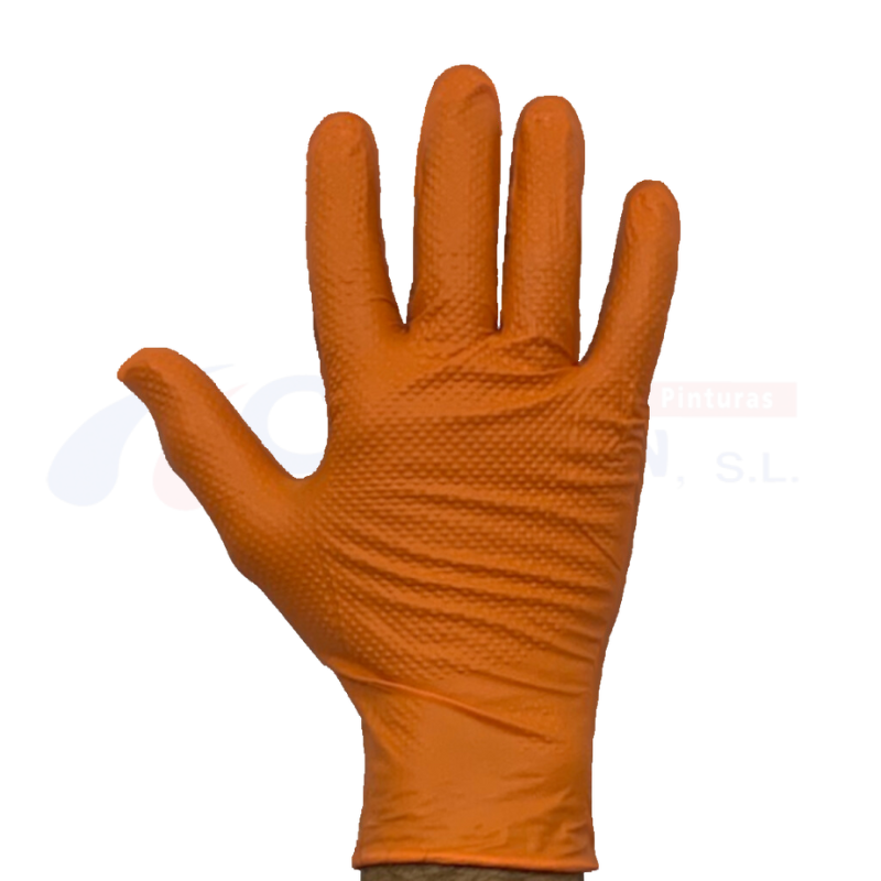 Guante Nitrilo sin Polvo Naranja Ultra Grip