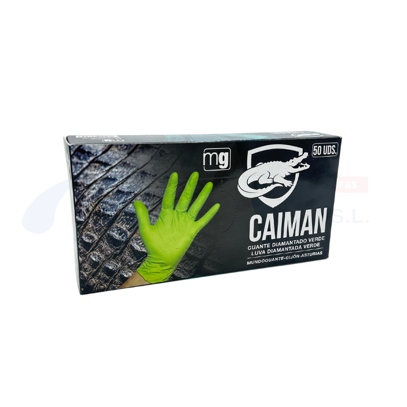 Guante de Nitrilo Diamantado Verde Caimán