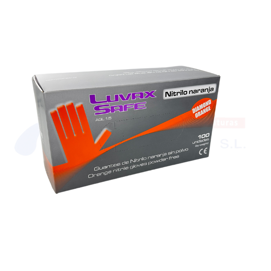 Guante Nitrilo sin Polvo Naranja Ultra Grip